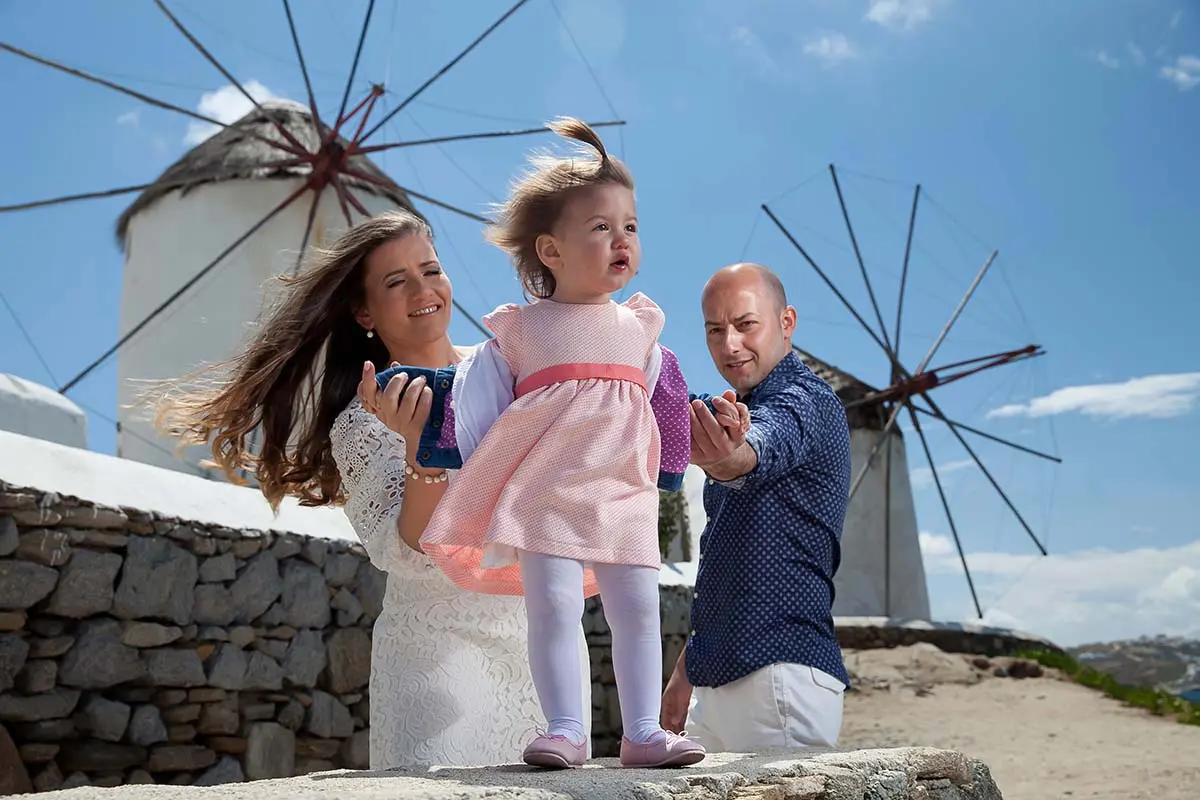 Intimate Greek Orthodox baptism photography in Mykonos, Greece