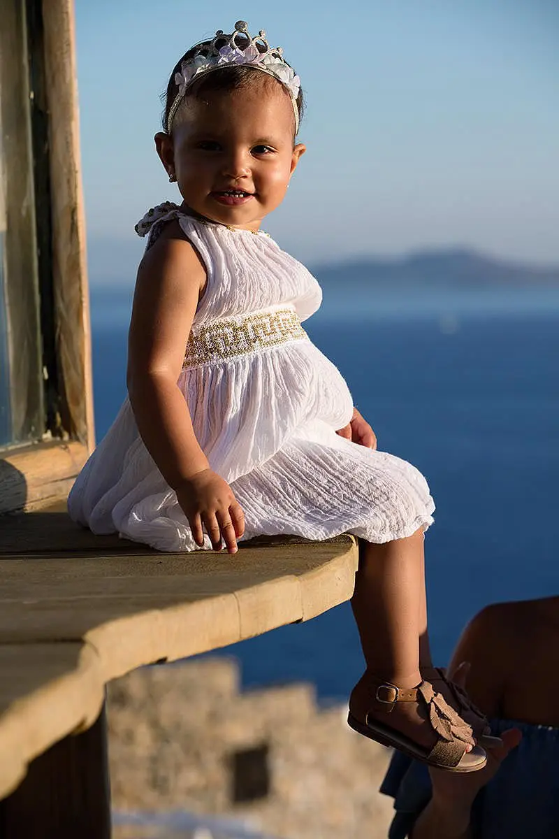Editorial seaside children portrait in Mykonos, Greece