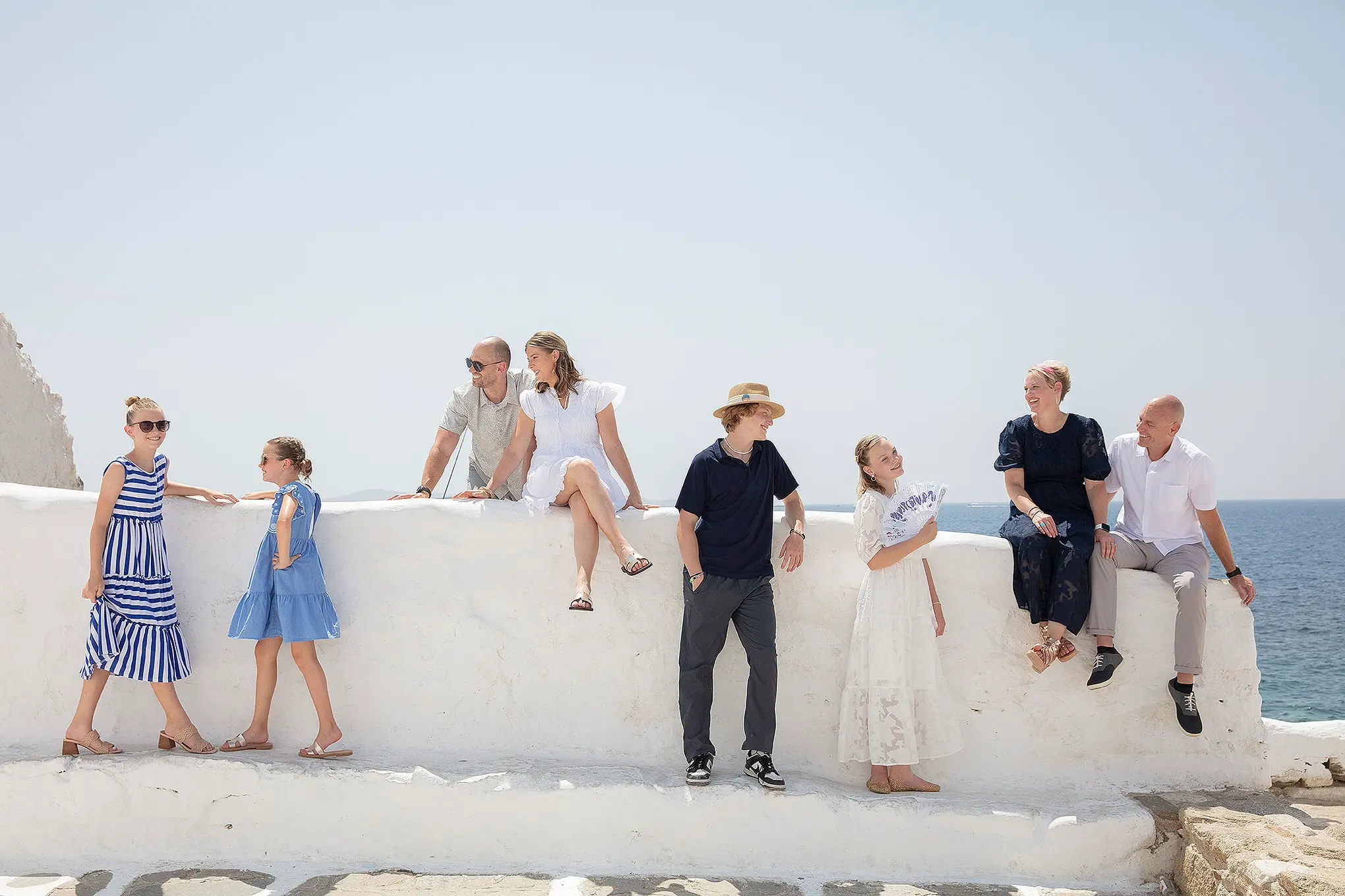 Cycladic family children photography in Mykonos, Greece