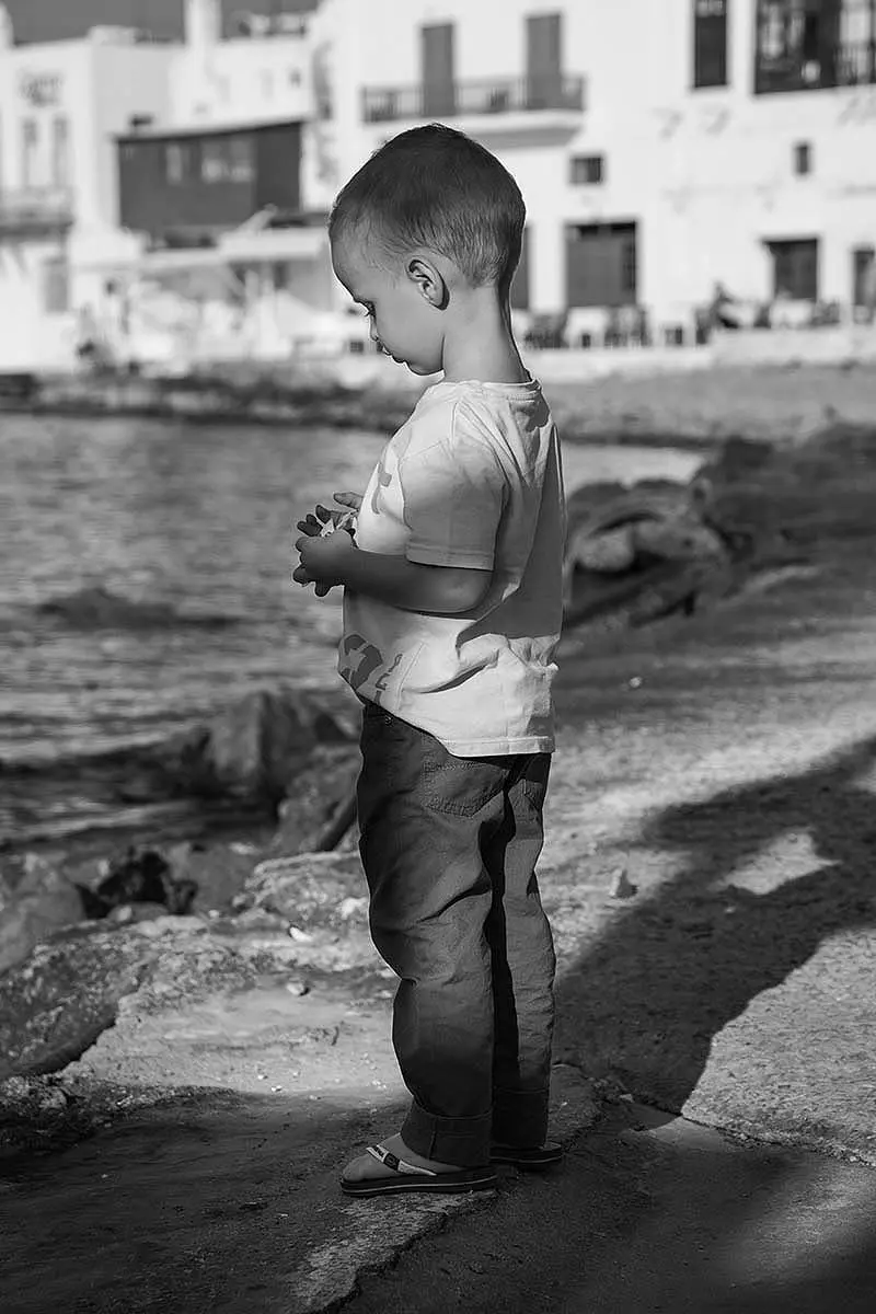 Cinematic children portrait session in Mykonos, Greece