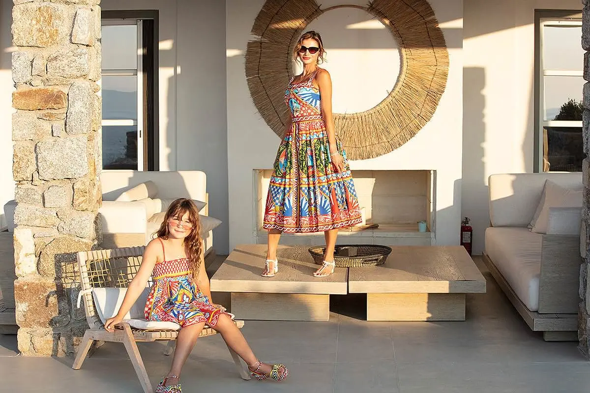 Warm-tone candid children portrait in Mykonos, Greece