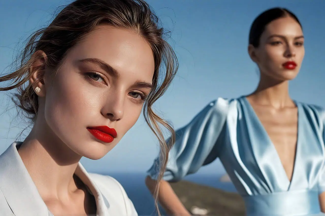 Whitewashed wall and Aegean fashion editorial in Mykonos, Greece