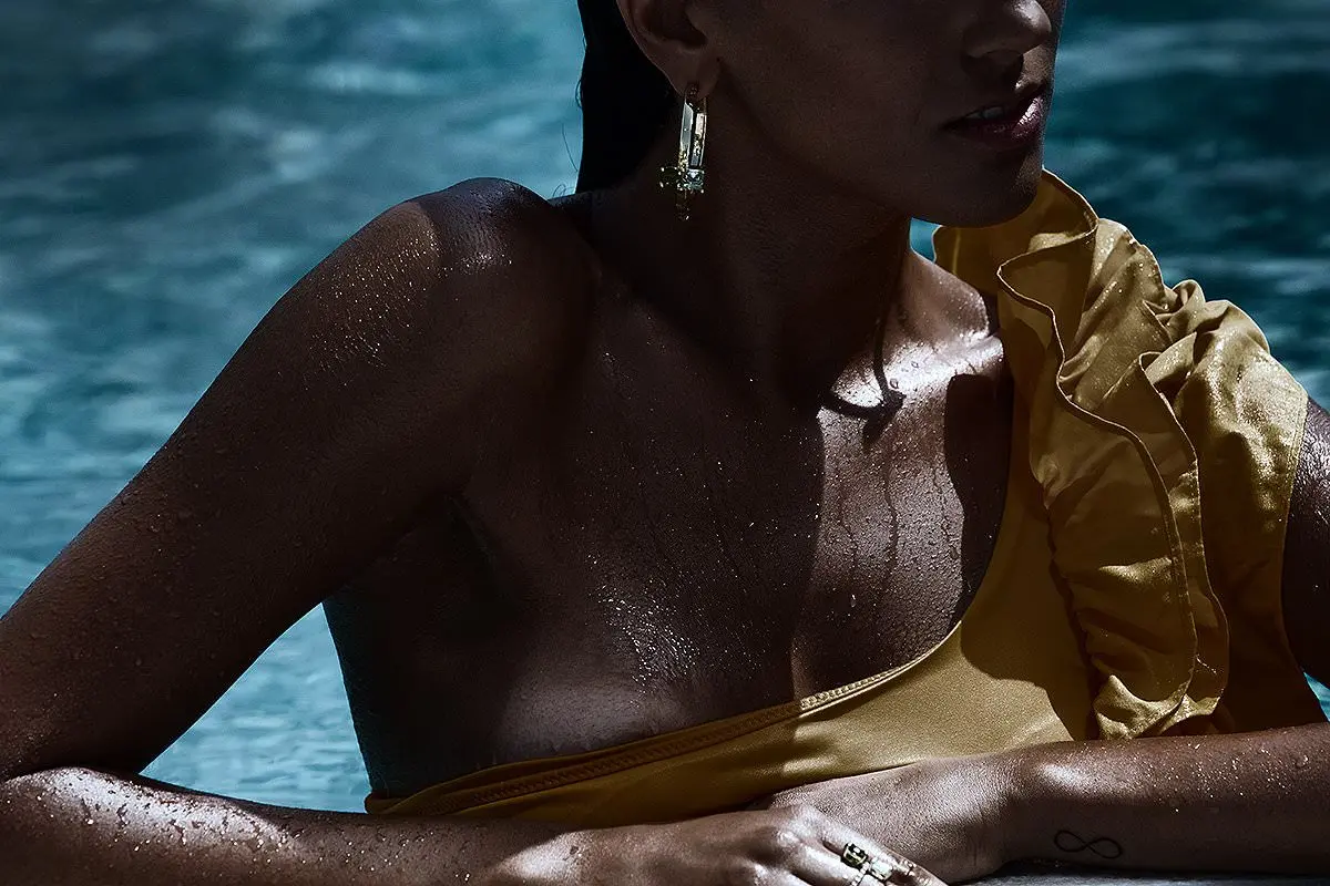 Mykonos villa terrace fashion editorial in Greece