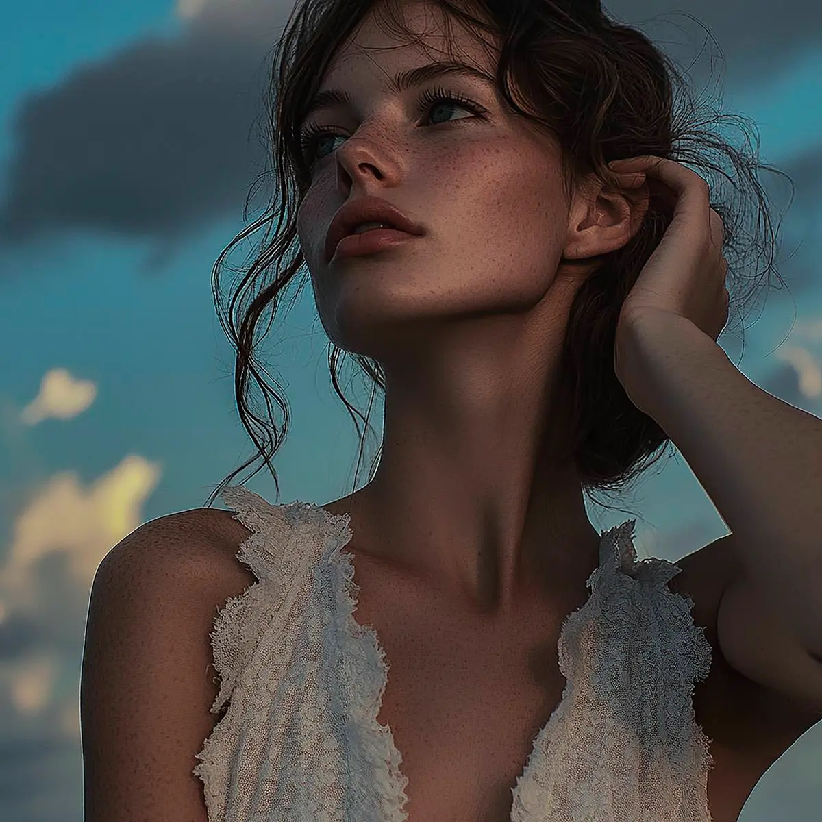 Poolside wet look beauty fashion editorial in Mykonos, Greece