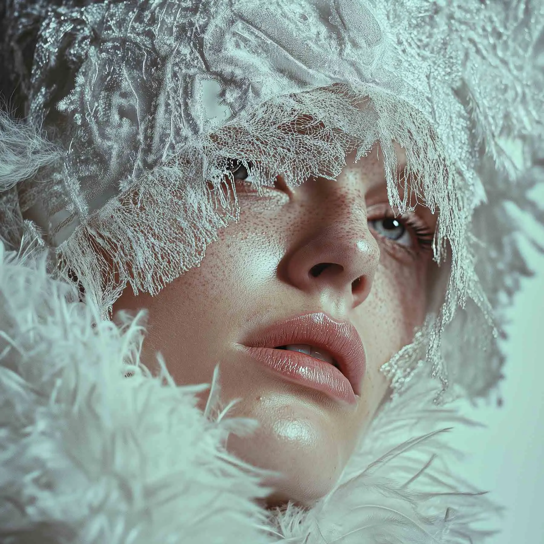 Glossy lip beauty close-up fashion editorial in Mykonos, Greece