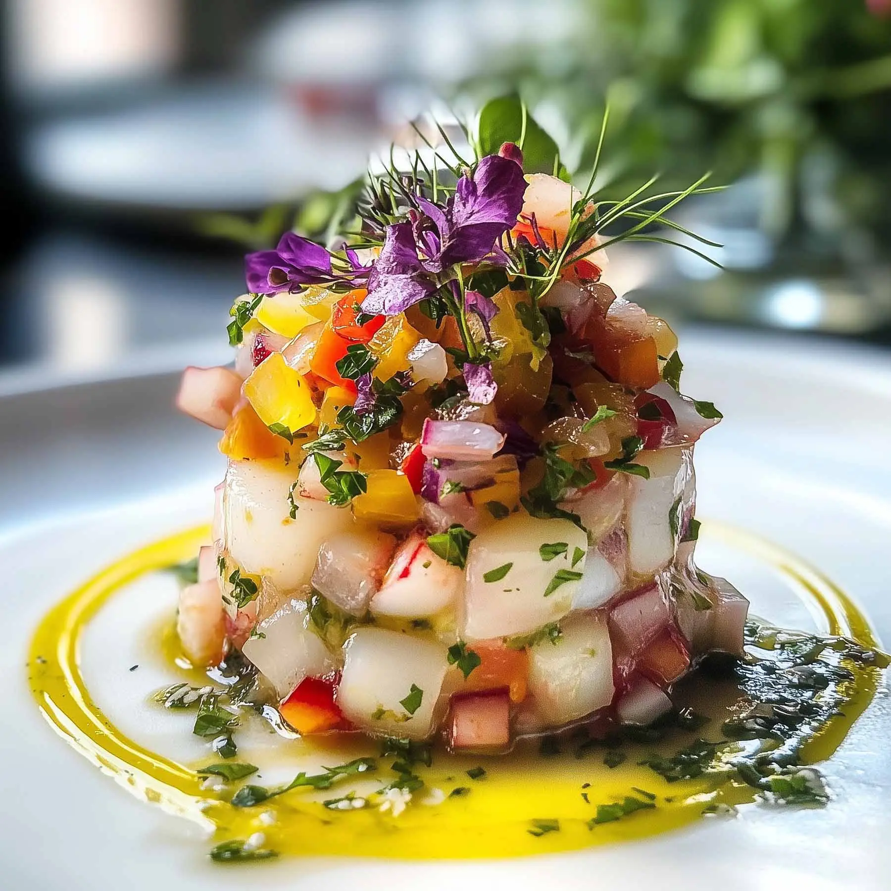Artistic gourmet plating in low light, food photography in Mykonos, Greece