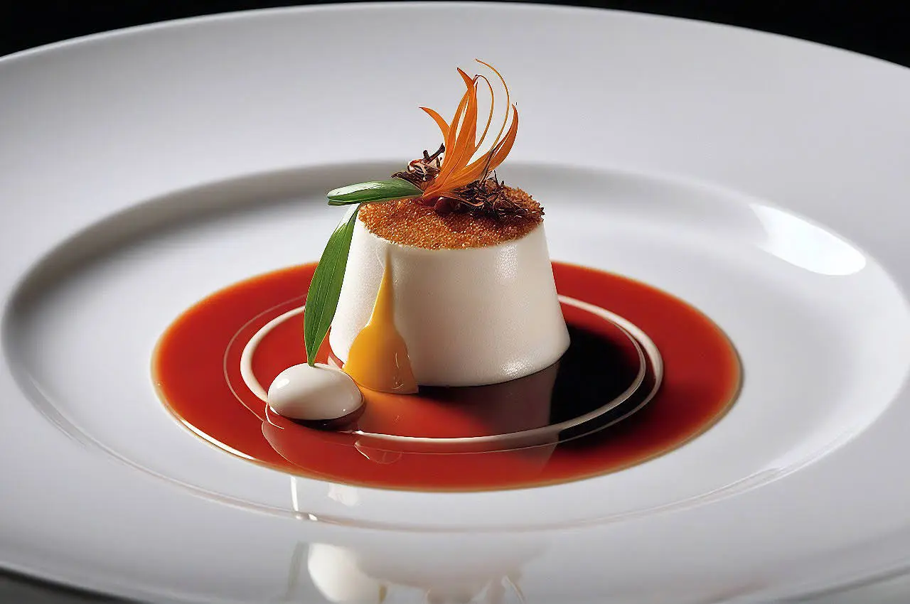 Minimal gourmet still life plating, fine dining food photography in Mykonos, Greece