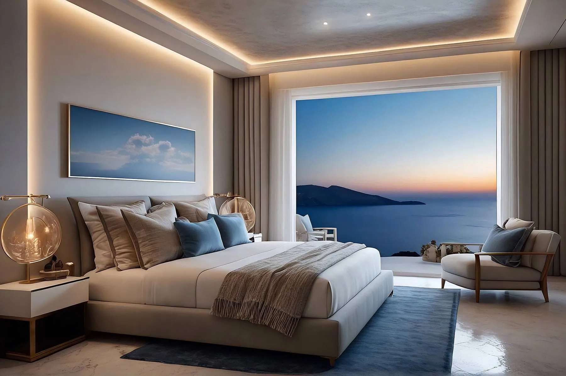 Sunlit boho suite hotels villas advertising view in Mykonos, Greece