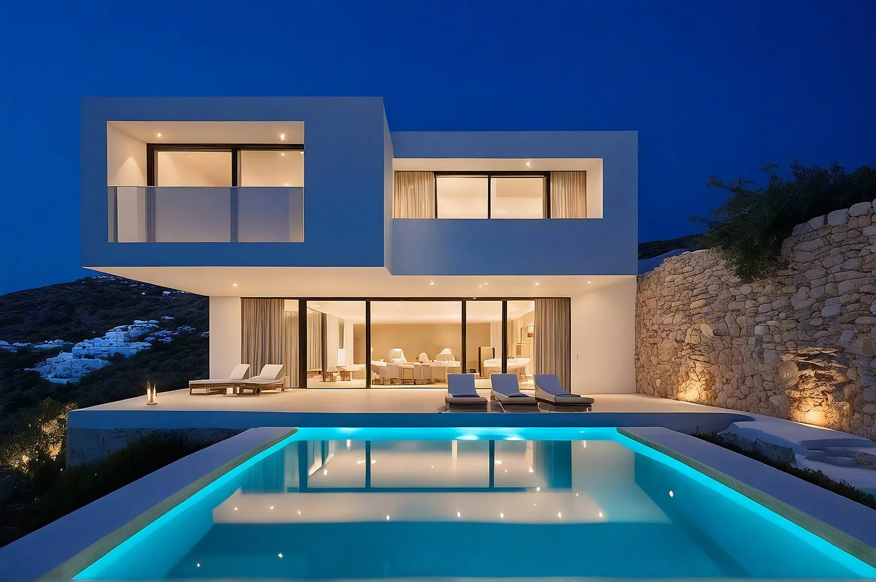 Sunlit boho suite hotels villas advertising moment in Mykonos, Greece