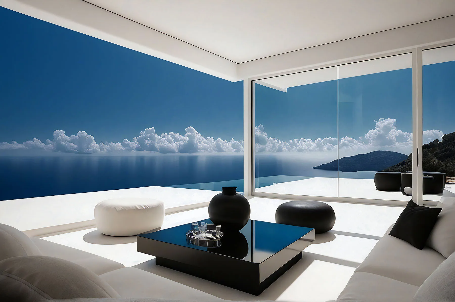 Sunlit boho suite hotels villas advertising study in Mykonos, Greece
