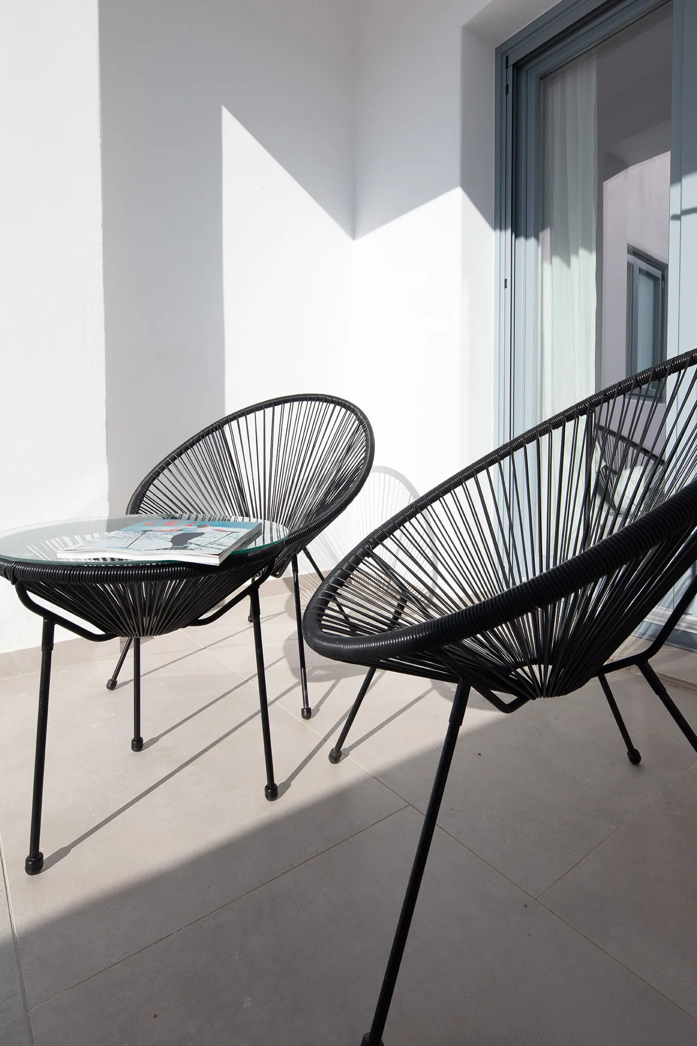 Sunlit designer villa hotels villas advertising moment in Mykonos, Greece