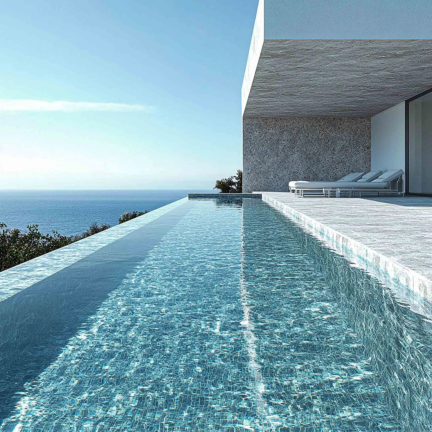 Sunlit luxe suite hotels villas advertising study in Mykonos, Greece