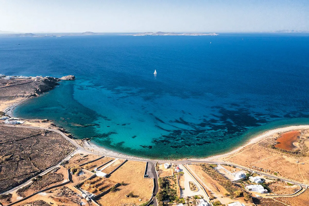 Sunlit open plan hotels villas advertising shot in Mykonos, Greece