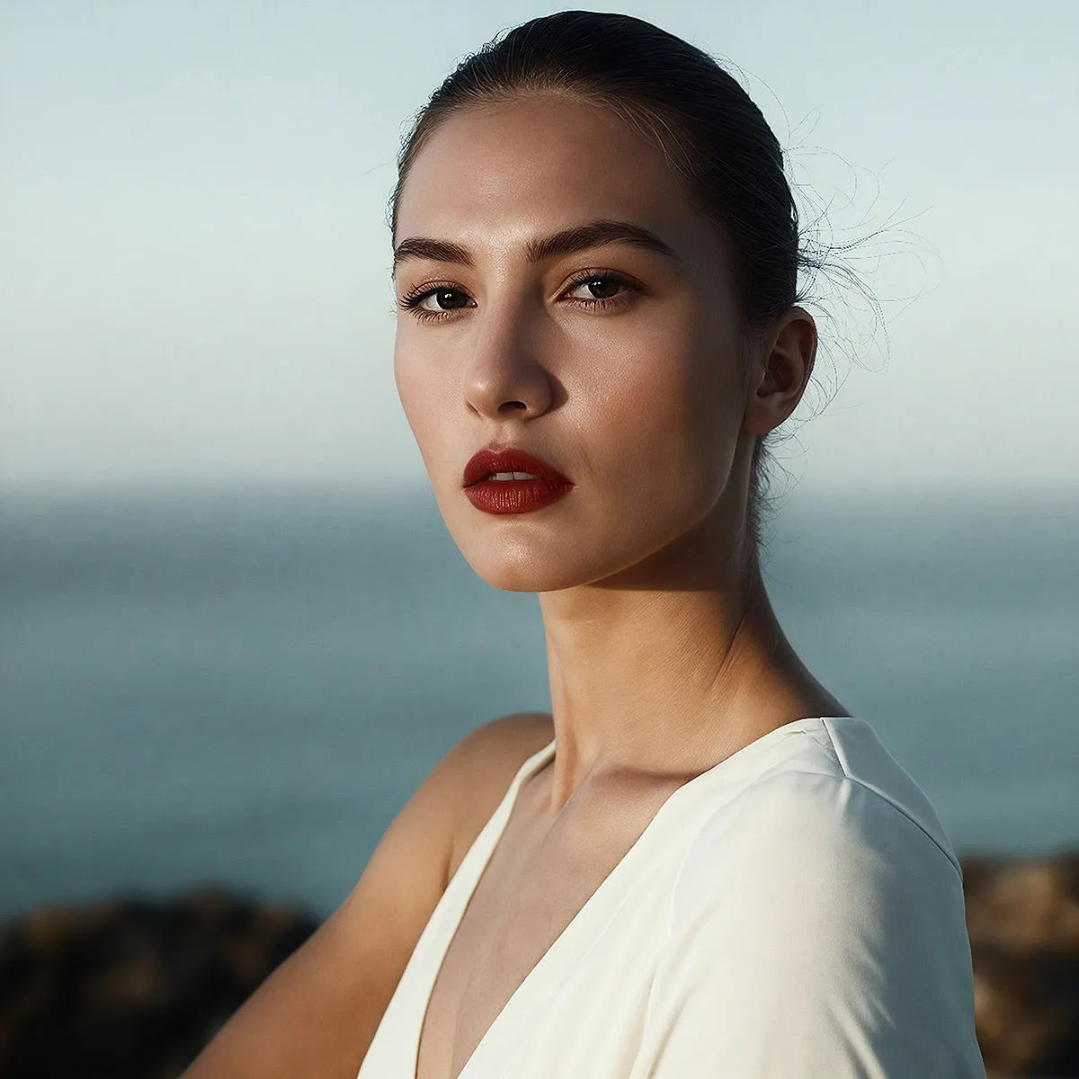 Soft-light Cycladic luxe portrait view in Mykonos, Greece