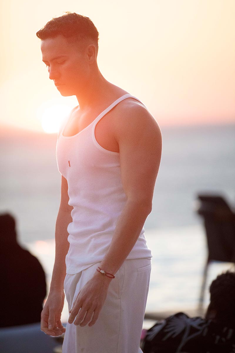 Soft-light dreamy sensual portrait view in Mykonos, Greece