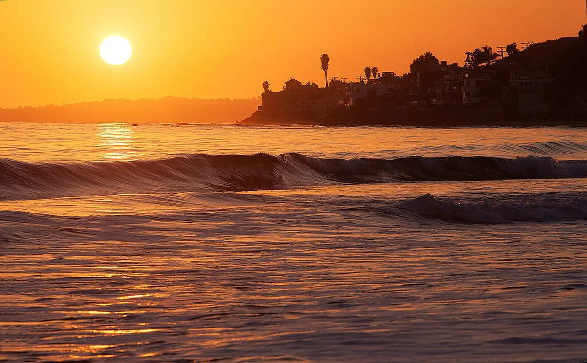 California beach houses at sunset travel photography