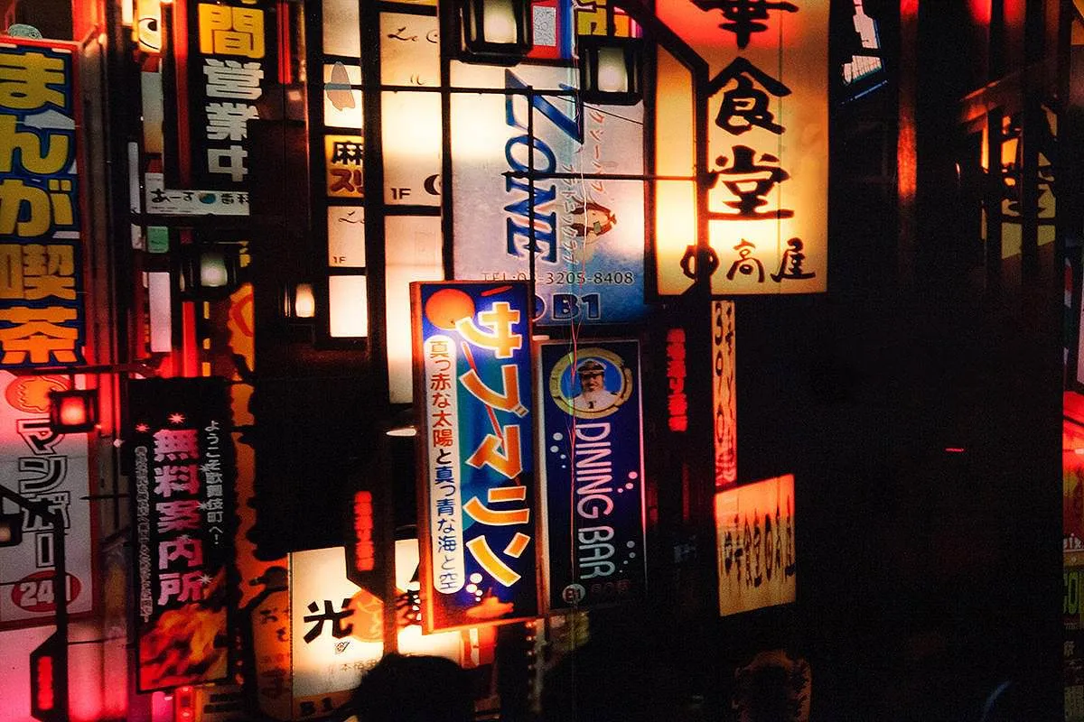 Tokyo Shinjuku neon signs travel photography