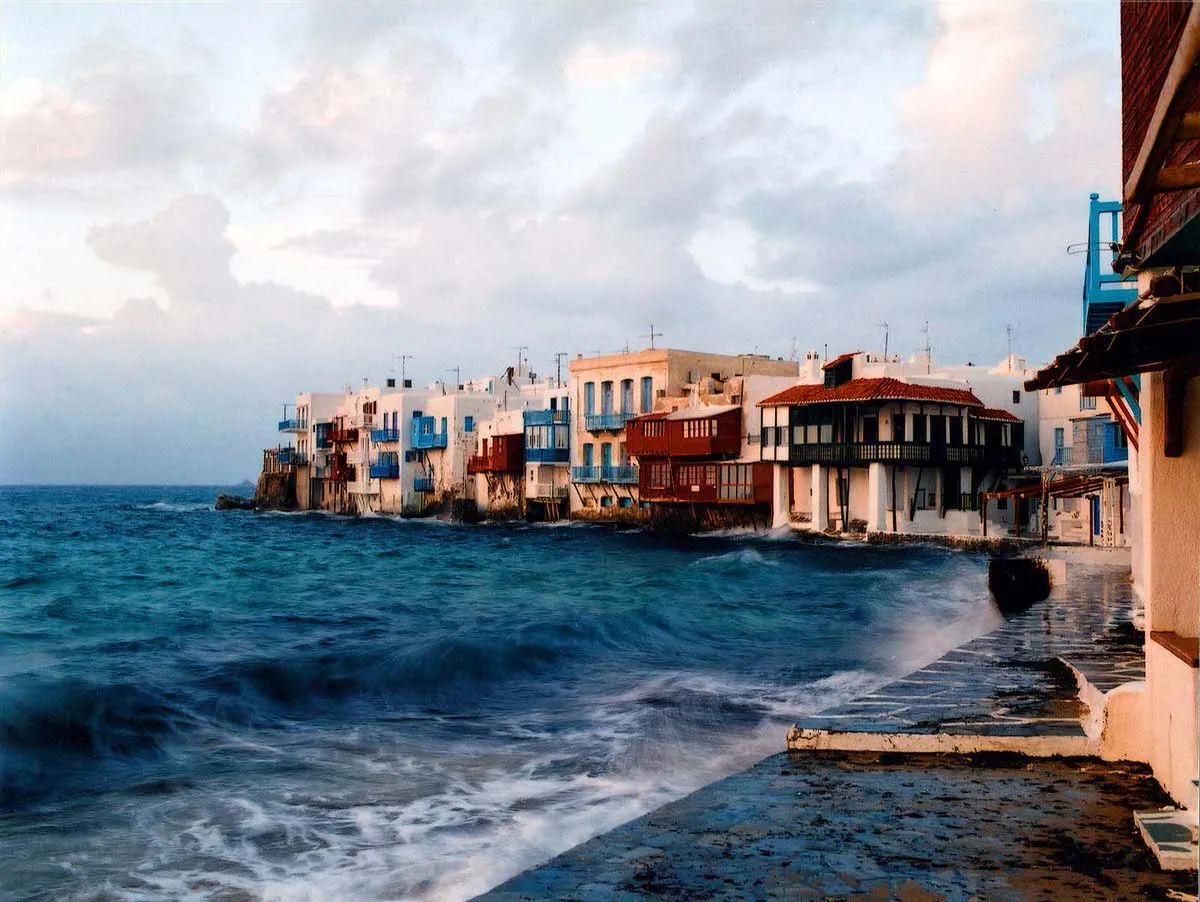 Impressionist Mykonos waterfront travel photography in Greece