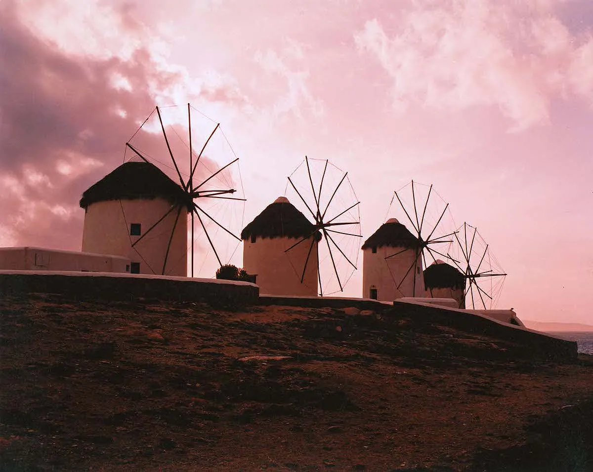 Watercolour effect Mykonos houses travel photography in Greece