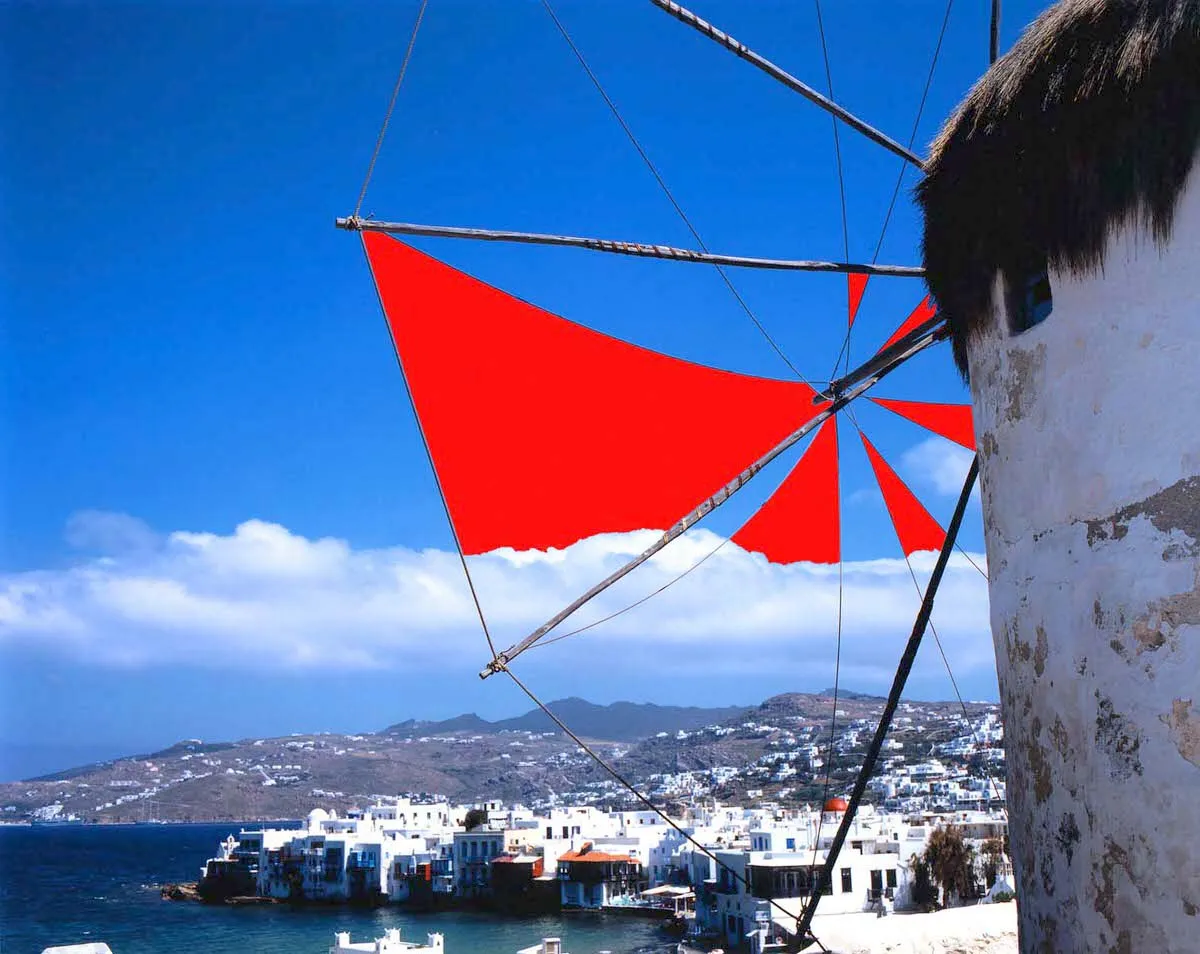 Brushed reflection Mykonos travel photography in Greece
