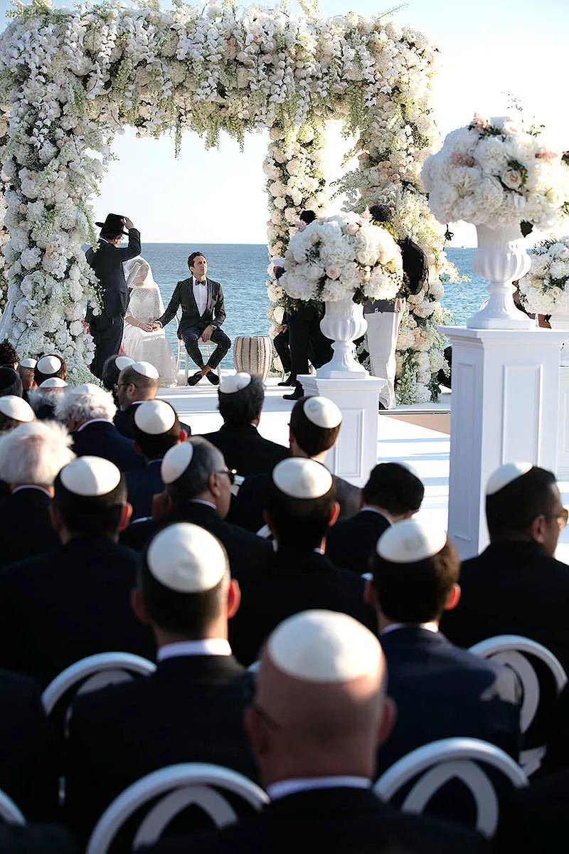 Sunlit altar ceremony wedding photography at a Mykonos villa, in Mykonos, Greece