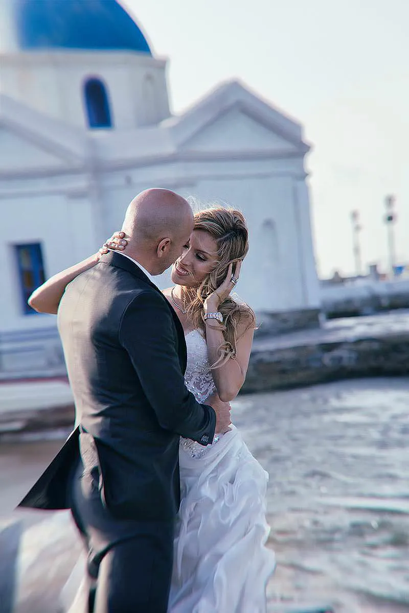 Sunlit villa wedding photography at a Mykonos villa, in Mykonos, Greece